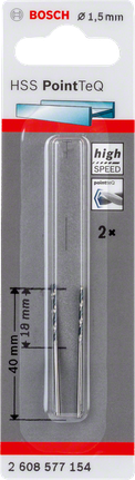 Lot de 2 forets Bosch HSS PointTeQ 1,5 mm.
