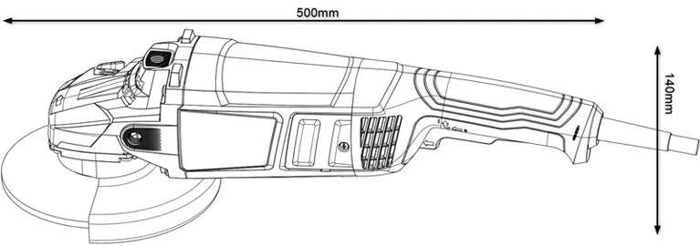 Dimensions de la meuleuse d'angle.