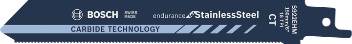 Lame de scie alternative en carbure Bosch Endurance pour acier inoxydable.
