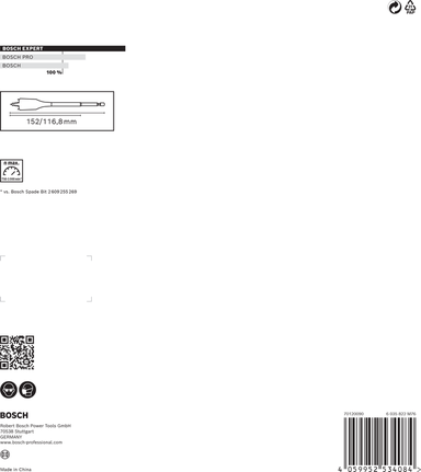 Coffret de forets plats Bosch EXPERT Self Cut Speed 16–32 mm 7 pièces.