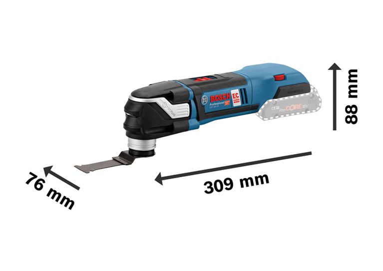 Découpeur multifonction sans fil Bosch GOP 18V-28 avec accessoire de lame.