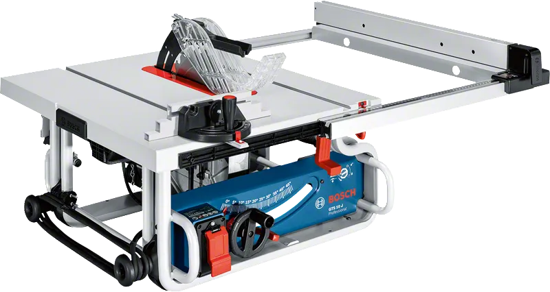 Scie à table Bosch GTS 10 J avec surface de travail extensible.