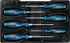 Jeu de 6 tournevis Bosch avec manches multi-composants.