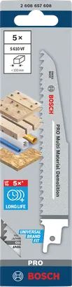 Lames de scie Bosch PRO Multi Material Demolition S610VF 150 mm 5 pièces.