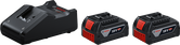 Kit de démarrage de batterie Bosch 18V avec chargeur et deux batteries 4Ah.