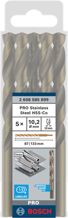Forets Bosch PRO HSS-Co 10,2 × 87 × 133 mm.