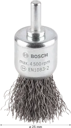 Brosse à bout métallique Bosch PRO Metal Clean, fil ondulé de 25 mm.
