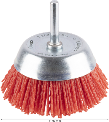 Brosse coupelle multi-matériaux Bosch PRO 75 mm en nylon.
