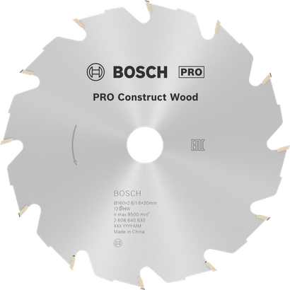 Lame de scie circulaire Bosch PRO Construct Wood, 12 dents.