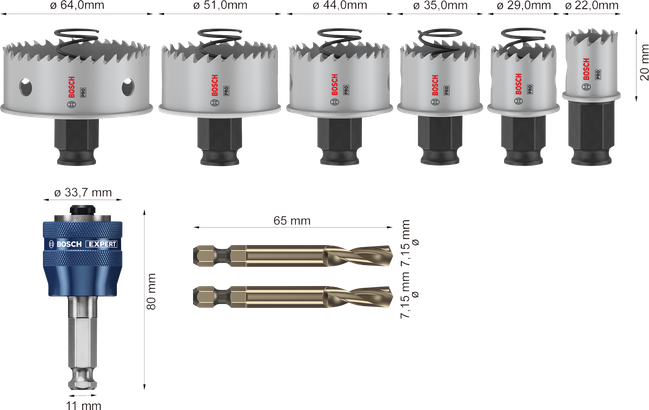Jeu de scies cloches Bosch PRO Sheet Metal PC Plus, 8 pièces.