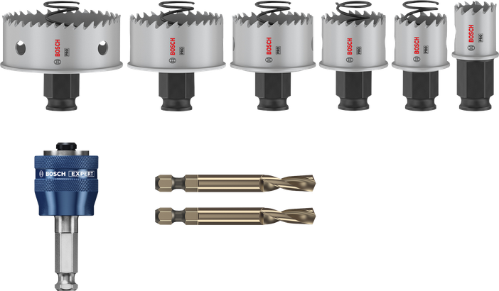 Ensemble de scies cloches Bosch PRO Sheet Metal PC Plus, 8 pièces pour la découpe du métal.