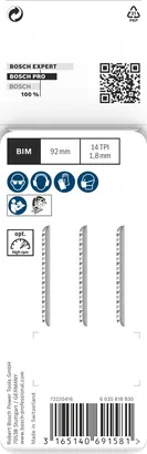 Lames de scie sauteuse propres Bosch PRO Plastics PMMA 92 mm 3 pièces.
