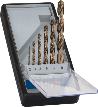 Jeu de forets hélicoïdaux Bosch PRO en acier inoxydable HSS-Co, 6 pièces.