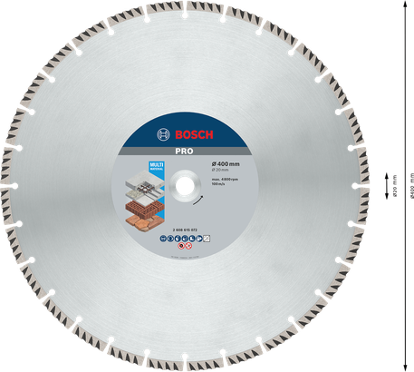 Disque diamant multi-matériaux Bosch PRO, diamètre 400 mm.