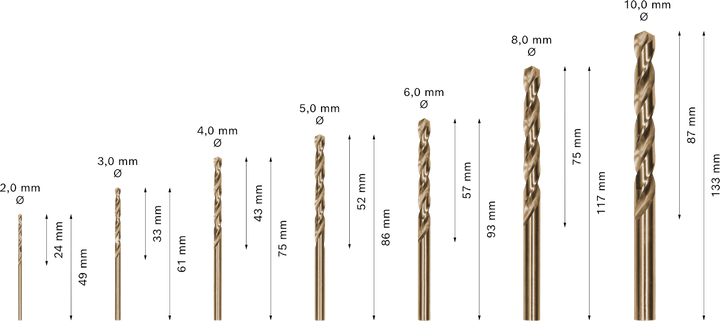 Jeu de forets hélicoïdaux Bosch PRO Metal HSS-G, 7 tailles.