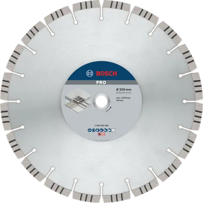 Disque diamanté pour béton Bosch PRO, 350 mm pour la découpe.