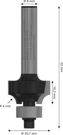 Fraise à défoncer Bosch PRO à arrondir sur tige R 4 8 mm.