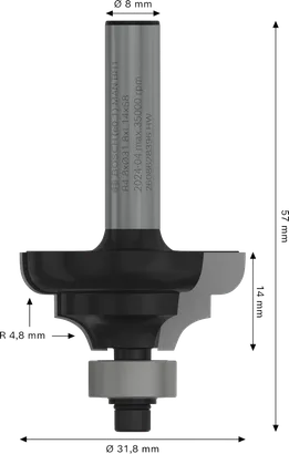 Fraise à défoncer Bosch PRO Classical Ogee R 4.8 tige 8 mm.