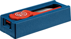 Couteau utilitaire à lame rétractable dans un étui en plastique bleu.