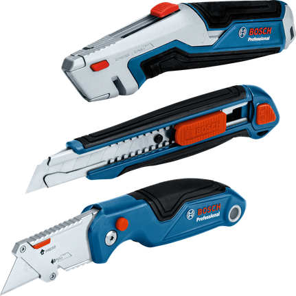 Ensemble de couteaux Bosch 3 pièces avec poignées ergonomiques.