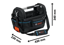 Sac à outils Bosch GWT 20 avec bandoulière et poches latérales.