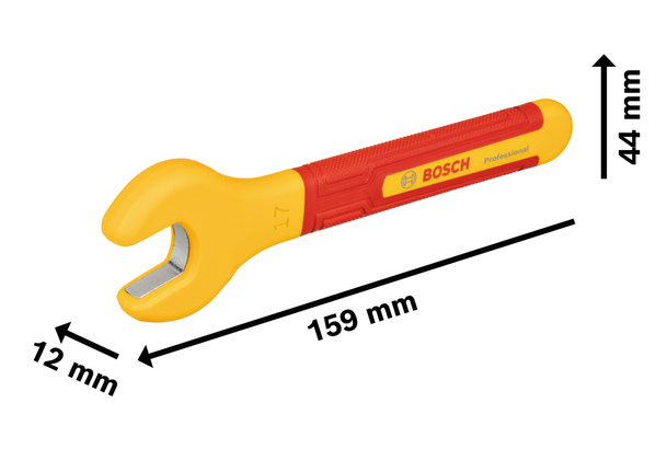 Clé Bosch VDE 17 mm à extrémité ouverte, manche isolé.