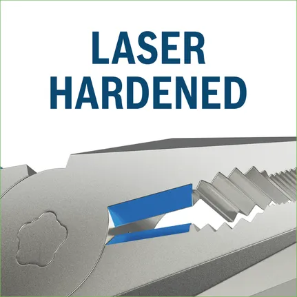 Tranchant trempé au laser.