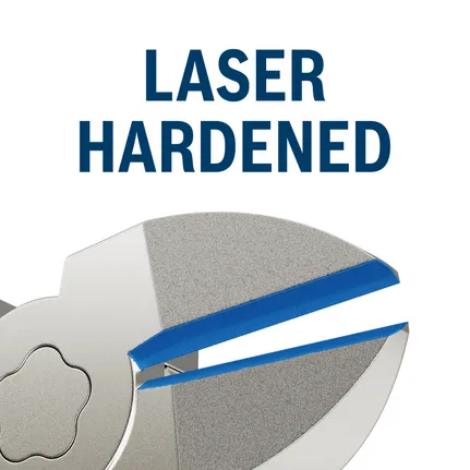 Lame de coupe latérale trempée au laser.