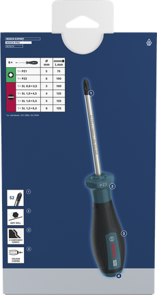 Jeu de tournevis Bosch PRO PZ/SL 6 pièces avec tige en acier S2.