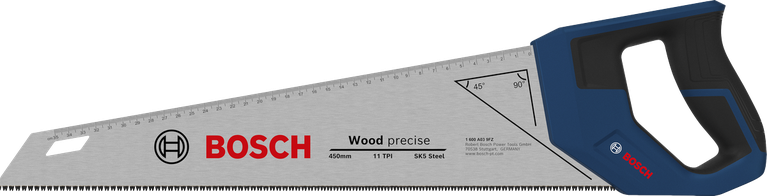 Scie à main Bosch 450 mm 11 TPI pour une coupe de bois précise.