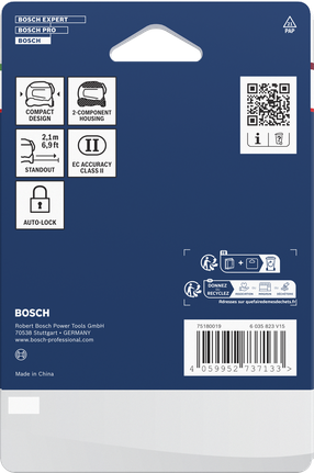 Mètre ruban Bosch 5 m à verrouillage automatique et design compact.