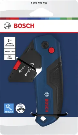 Couteau pliant Bosch avec lame en acier SK5 et ouverture rapide.