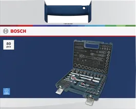 Coffret de 80 cliquets Bosch 1/4" + 1/2" en boîte.