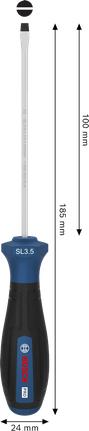 Tournevis Bosch PRO SL 0,6 x 3,5 x 100 mm avec poignée ergonomique.