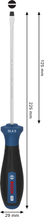 Tournevis Bosch PRO SL 1,0 x 4,5 x 125 mm avec poignée ergonomique.