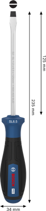 Tournevis Bosch PRO SL 1,2 x 6,5 x 125 mm avec poignée ergonomique.