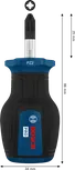 Tournevis court Bosch PRO PZ2 x 25 mm avec poignée ergonomique.