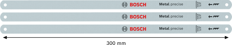 Jeu de lames de scie à métaux Bosch 300 mm pour une découpe précise du métal.