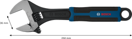 Clé réglable Bosch 250 mm avec ouverture de 36 mm.