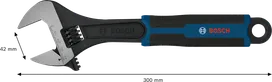 Clé réglable Bosch 300 mm avec ouverture de mâchoire de 42 mm.