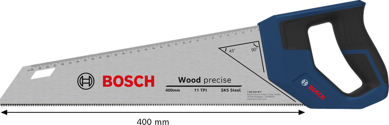 Scie à main Bosch 400 mm 11 TPI pour la coupe du bois.