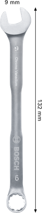 Clé mixte Bosch 9 mm en chrome vanadium.