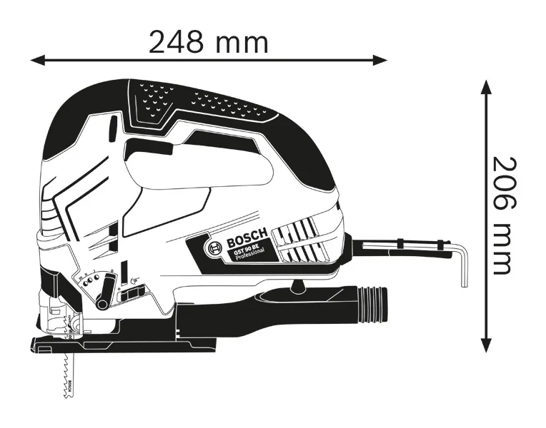 Dimensions de la scie sauteuse.