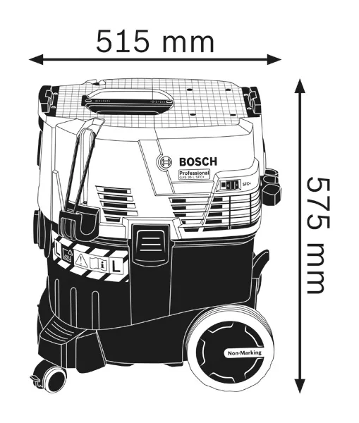 Dust extractor dimensions.
