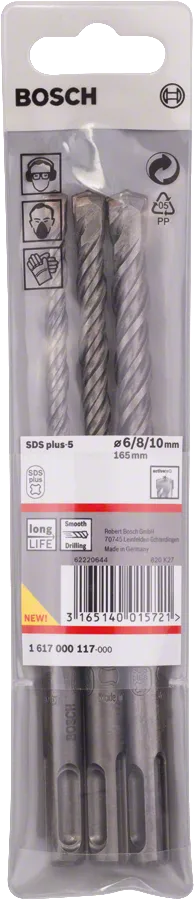 Bosch SDS plus-5 drill bit set for concrete.