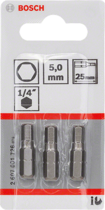 Bosch 5.0 mm hex screwdriver bits 25 mm.