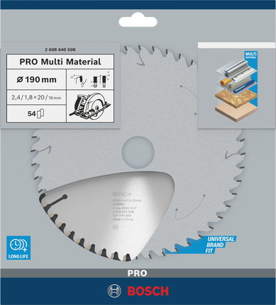 Bosch 190mm PRO Multi Material circular saw blade.