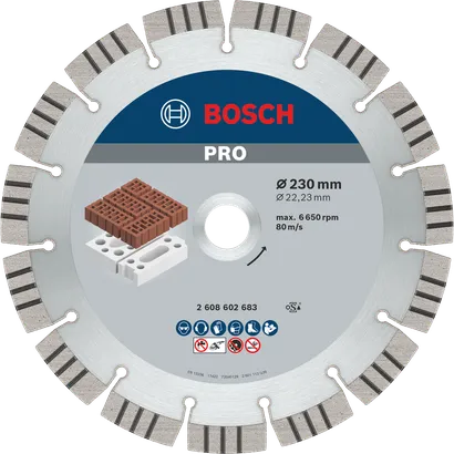 Bosch PRO Abrasive Diamond Disc 230 mm for masonry cutting.