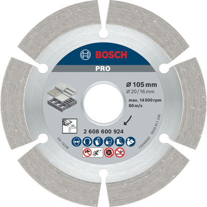 Bosch PRO Concrete Diamond Disc 105 mm for cutting.