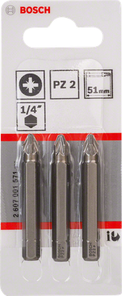 Pontas de chave de fendas Bosch PZ2 1/4″ 51mm.